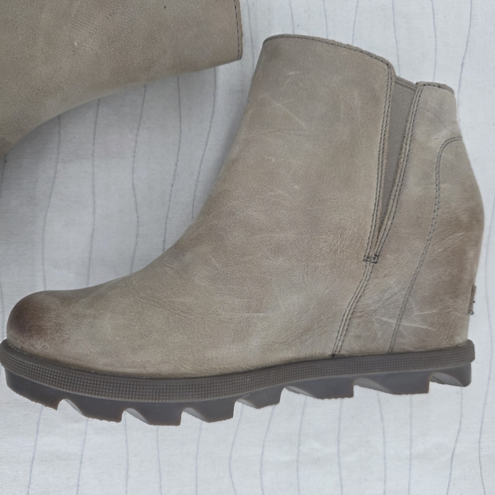 Sorel Womens Joan of Arctic Tan Leather Wedge Ankle Booties Shoe NL3365-240 Sz 7 - Picture 11 of 16